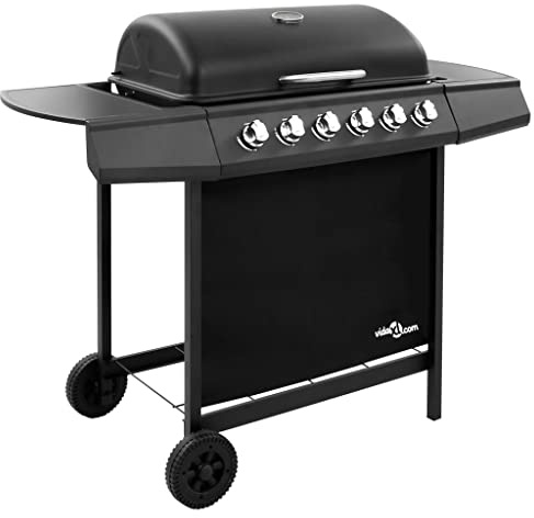 Mokuyary Barbecue gril à gaz avec 6 brûleurs Noir Jardin