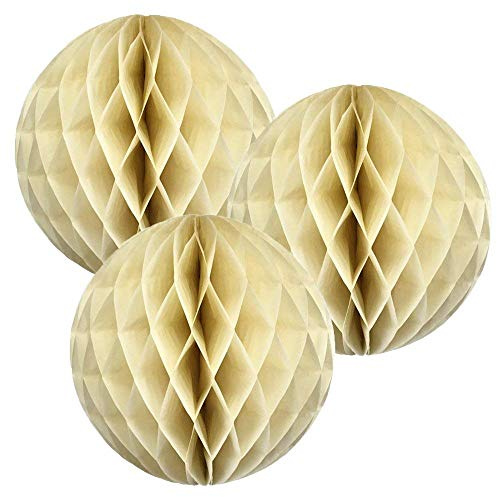 Matissa 14(35 cm) Paper Honeycomb Balls (Pack of 3) Several Colours Available (Cream)