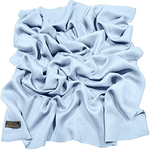 CJ Apparel Babyblau Einfarbig Design Fringe Schal Fransenschal Wrap Stola Pashmina NEU