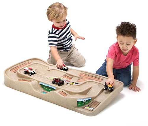 Simplay3 Portable Carry and Go Kids Race Track Toy Car Train Table, 2-Sided No Assembly for Children 3 4 5 6 7 Years Old Boys Girls, Made in USA