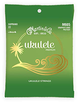 MARTIN Ukulele-Saiten Premium Sopran, Graphitgrau Polygut, Stimmung C, Stimmzug: 0220 (M605)