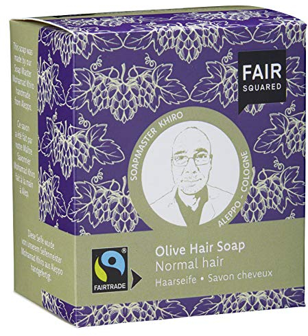 FAIR SQUARED Olive festes Shampoo - Haarseife 2 x 80 Gramm - für normales Haar - mit Faitrade-Olivenöl - vegane Naturkosmetik - Zero Waste