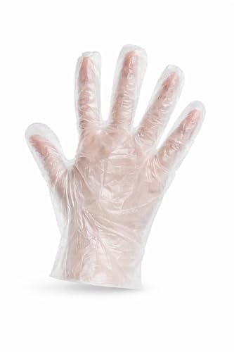 La-achu 200 pack Disposable Polyethylene Gloves Safer for work Food handling and Kitchen Cleaning Glove, Latex & Powder Free, One Size Fits All, Catering Gloves