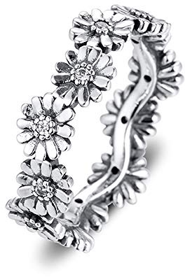 PANDOCCI 2020 primavera brillante margarita flor corona anillos para mujeres 925 plata DIY se adapta a pulseras originales Pandora encanto joyería de moda