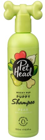 Pet Head Mucky Pup Welpenshampoo | Birnenduft | Pflegt und Beruhigt das Fell Ihres Hundes | pH-Neutral | Vegan & Tierversuchsfrei | Sanfte Formel für Hunde und Welpen ab 8 Wochen | 300ml