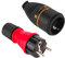 Electraline 92391 Paquete de 1 Clavija IP54 + 1 Toma de Corriente Schuko Electralock Equipado con un Mecanismo de Bloqueo Que Evita la desconexión Accidental del Enchufe, Rojo/Negro, Confezione da 1