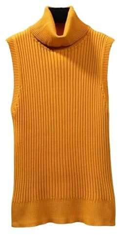 Luoy ärmlös tröja för dam, stickad väst mode enfärgad ränder, puntkrage, smal passform höst vinter elastisk tröja ärmlös västar, stickade tröjor linne Cami Gile