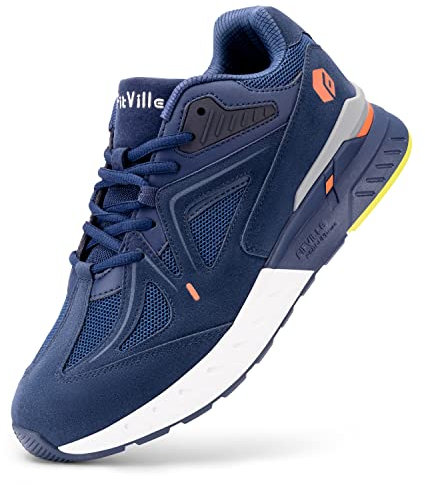 FitVille Extra Larghe Scarpe Uomo Sneakers Supporto per Arco Plantare Pianta Larga Scarpe da Ginnastica Comfort per Piede Piatto 40 EU X-Larga Blu