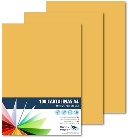 RAYLU PAPER Färgade papper A4 – 100 st. färgade ark, 180 g/m², 210 x 297 mm, färgat papper för kontor och hantverk (kök)