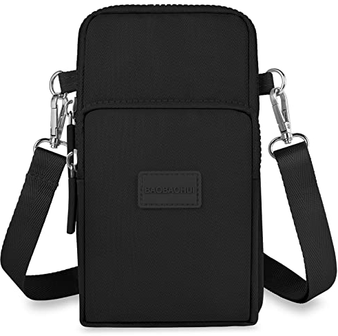 Aucuu Crossbody Bags Small Mobile Phone Wallet Bags, Cell Phone Purse with Adjustable Long Shoulder Strap, Shoulder Bags Arm Bags Mini Lightweight for Women Lady(Black