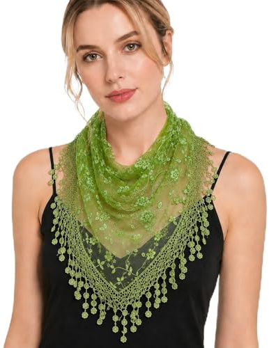 MAIRY Scarfs for Women Ladies Elegant Lace Tassel Shawl Scarves Hair Wrap Triangle Scarf FL-M09