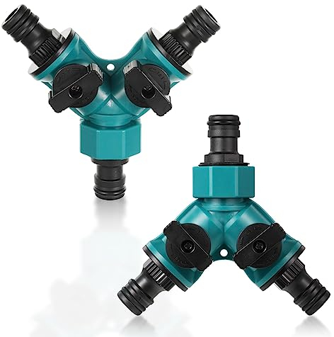 Raccord Tuyau D'arrosage, Lot de 2 raccords de tuyau à 2 voies - Pour tuyau d'arrosage - En forme de Y, Raccord Tuyau 3 Voies Arrosage 1/2