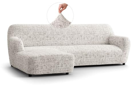 PAULATO - Bezug für Sofas mit linker Halbinsel, Sofabezug Ecksofa L Form Stretch Mikrofaser, kratzfestes und maschinenwaschbares Gewebe, WavyTech-Technologie, Made in Italy - Vittoria Natur