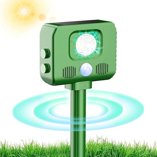 Katzenschreck Ultraschall, Katzenabwehr Solar Ultraschall Tiervertreiber, Katzenschreck für Garten, Abwehr Wasserdicht mit Bewegungsmelder und Blitz, Abwehrmittel für Haustiere