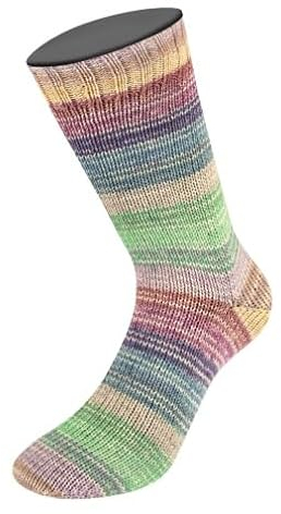 LANA GROSSA Meilenweit Cotton Bamboo | 4-fädiger Bambus-Sockenklassiker, waschmaschinenfest | Handstrickgarn aus 40% Baumwolle, 25% Schurwolle, Viskose | 100g Wolle zum Stricken & Häkeln | 420m Garn