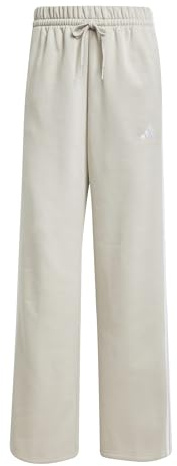adidas Donna Essentials 3-Stripes Open Hem Fleece Pants, Wonder Alumina/White, M