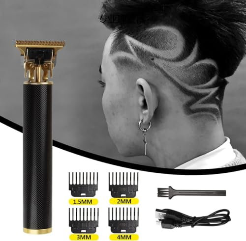 Cortapelos profesional inalámbrico, recortador de barba en T, recargable, cortapelos con 4 peines, kit de cuidado del cabello para hombres