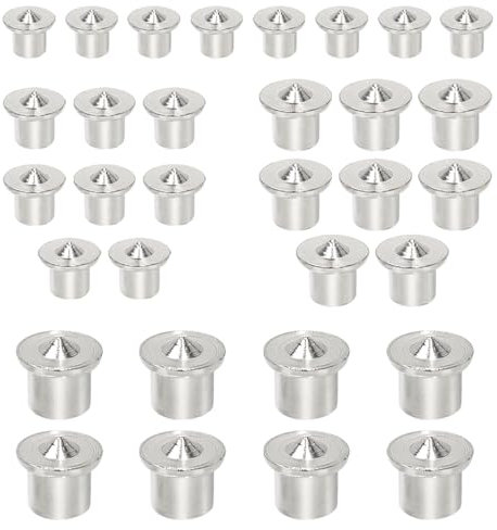 Aoyswuz 32 Piezas Marcadores de Clavija 6mm/8mm/10mm/12mm Herramienta de Alineación de Espiga, Sólido Puntos de Marcado de Clavijas Redondas para Trabajar la Madera