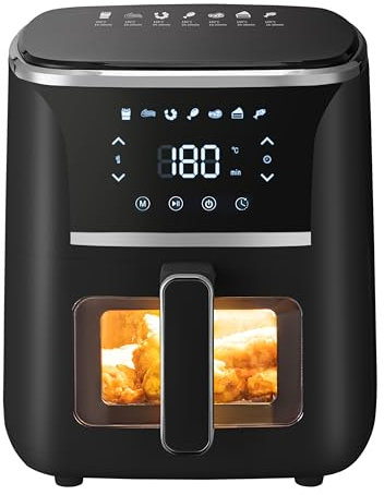 Necchi Friggitrice ad Aria NK815DT, 5L, 1400W, 7 Programmi Preimpostati, Temperature regolabile da 80° e 200°, Timer fino a 60' Progettata per una cucina più sana e gustosa