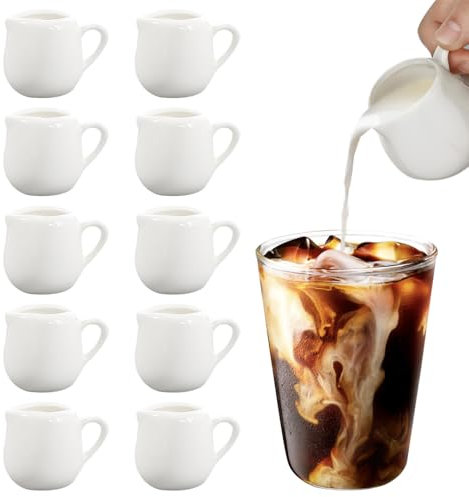 WDKXCN 12 Pièces Mini Pot a Lait, 50ml Pichet Lait avec Poignée, Pichet a Lait en Porcelaine pour Cuisine,Cafés,Hôtels,Lait,Café,Jus