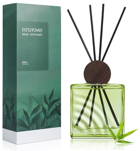 DIUFJAG 200ml - Bamboo,Aroma di Bambù Profumatore per Ambienti,Diffusore Profumo Ambiente con 8 Bastoncini,Reed Diffuser Fragranze per Bagno,Appartamento