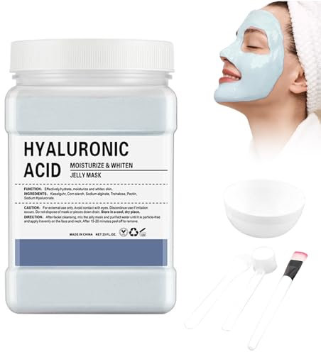 Polvere Maschera Viso All'acido Ialuronico 650g Con Strumento - Maschera Jelly per Il Viso, Idratante E Nutriente, Maschera Peel-Off per Una Idratazione Profond