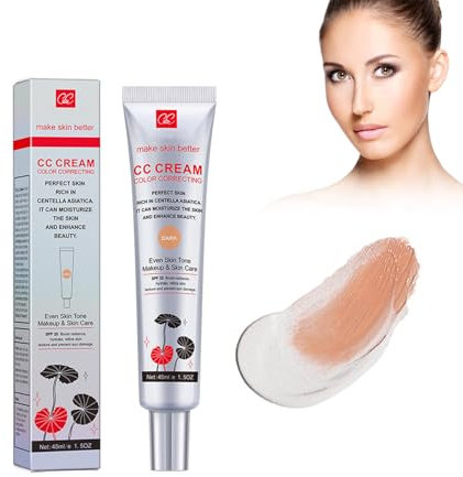 Getönte Gesichtscreme Mit Centella Asiatica, 45 Ml Cc Cream Red Correct Cc Cream Color Correcting Creme Make Up Fondation Feuchtigkeitsspendender, Verbessert Den Teint & Spendet Feuchtigkeit (Dunkle)