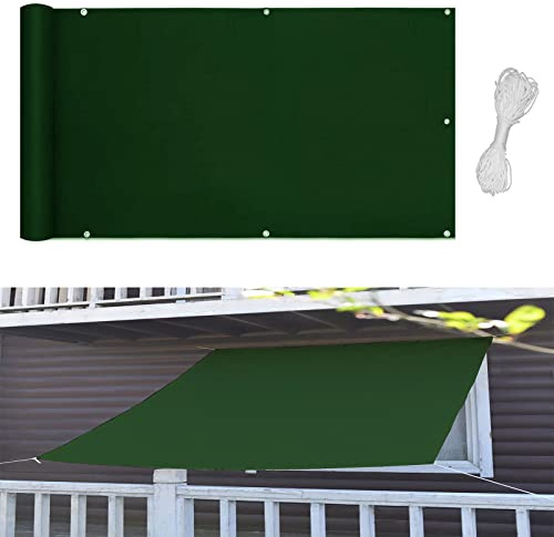 CustomSun - Toldo tipo vela de 2 x 6 m para exteriores, jardín, césped, piscina y patio trasero, con cuerda gruesa gratis, protección UV verde oscuro