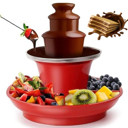 Macchina Elettrica di Fonduta di Cioccolato Elettrico in Acciaio Inossidabile Set di Fondi Elettrici A 3 Livelli con Vassoio Staccabile E capacità di Cioccolato 200g, Perfetta per Feste, Matrimoni
