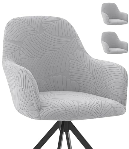 TOATELU 2 fundas elásticas para silla con respaldo curvado de alta calidad, elásticas, con reposabrazos, para el hogar y los hoteles (gris claro)