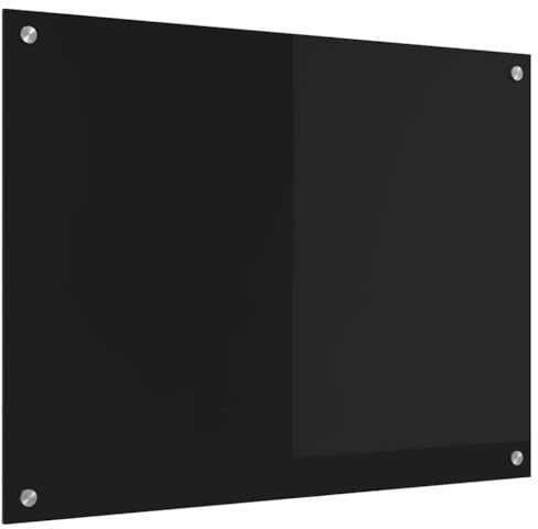 vidaXL Küchenrückwand Schwarz 80 x 60 cm Gehärtetes Glas, Moderner, stabiler Küchenoberflächen-Style: Hitzebeständige Glasrückwand für coole Upgrades und modernen Flair