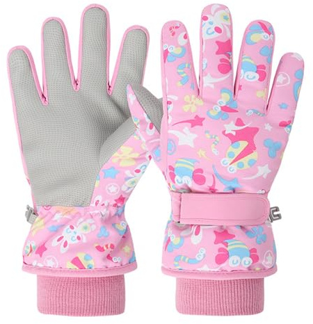 HTTDSLF Guantes de Esquí para Niños, Guantes de Esquí Invierno para Niños, Guantes Nieve Niño Niña, Guante para Exteriores Adecuado para niñas y niños de 7 a 9 años
