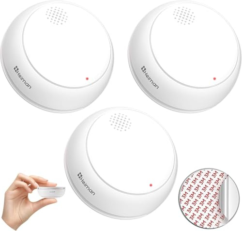 Heiman Detector de Humo Inalámbrico Interconectado Pack de 3 (HM2SA-1W-T), Batería 10 Años, Sensor Fotoeléctrico, Certificado CNPP/Q-Label/CE, Botón Test/Silencio
