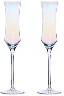 BESPORTBLE Lot de 2 Verres à Pied en Verre Coloré Arc-en-Ciel Coupe Fine et Élancée pour Vin Rouge et Vin Mousseux 250 Ml Adaptés pour Restaurant Bar et Usage Domestique