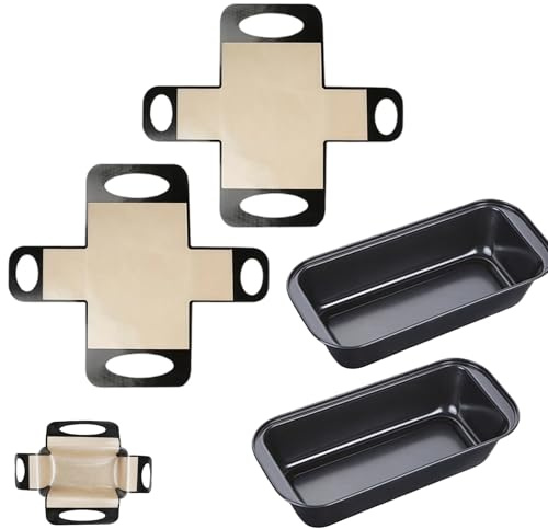 PORFOYO 2 stycks brödformer För bakning 25,7×13×5,8 cm, med bakmatta inlägg För ugn, brödform 2-pack för toast och tårta