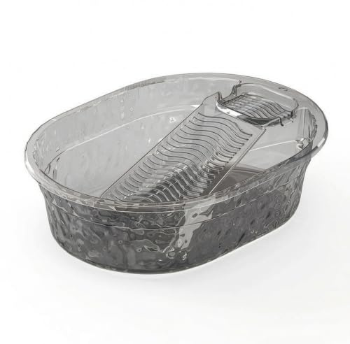 Baoblaze Lavabo de Lavado Sintético Cuenco Palangana con Tabla Estriada para Frotar Calcetines y Ropa de Bebé Gran Capacidad y, Gris Transparente, Grande 43.5 33.5 12.5cm