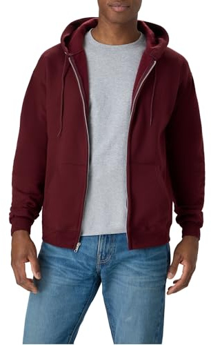 Hanes up, EcoSmart Fleece Full-Zip Hoodie for Men, Hooded Sweatshirt Sweat à Capuche, Bordeaux, S Homme