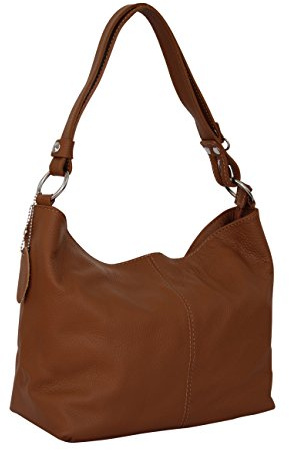 AMBRA Moda GL005 - Bolso de mano para mujer de cuero, bolso de hombro y bandolera (cognac marrón)