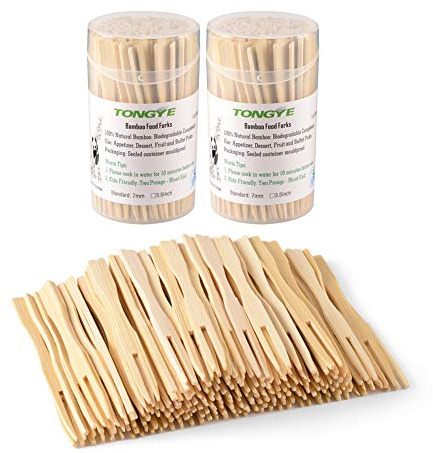 [2 Packs of 110 PCS] 3.5 inch Appetizer Forks, Mini Forks for Appetizers, Cocktail Forks Appetizer Forks, Bamboo Toothpicks for Appetizer, Wooden Forks Food Picks for Fruit, Charcuterie Accessories.