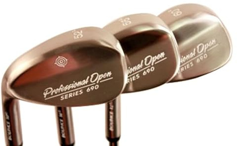 Left Handed Professional Open Series 690, +1 inch Over Big & Tall Men's Wedge Set: 52° Gap Wedge (GW), 56° Sand Wedge (SW), 60° Lob Wedge (LW) Regular Flex (Tall 6'0+ / +1 Over) Midsize Velvet Grip