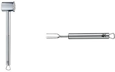 WMF Profi Plus Fleischhammer 25 cm, Cromargan Edelstahl teilmattiert, spülmaschinengeeignet & Profi Plus Pellkartoffelgabel 15,5 cm, Cromargan Edelstahl teilmattiert, spülmaschinengeeignet