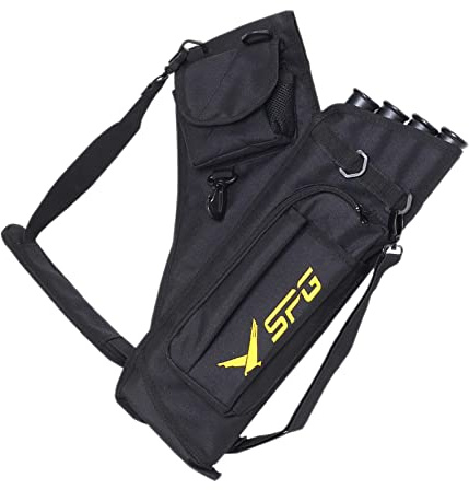 à Hanche 4 Tubes Carquois pour Flèches Sac de Transport avec Poches, Flèche Réglable Sac à Dos Porte-Sac Arc Nylon Ceinture Taille Pendu, Noir