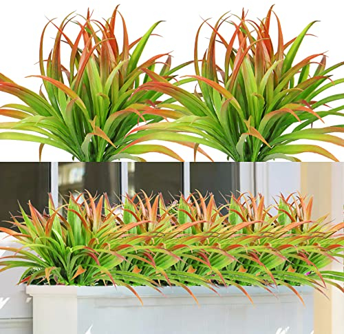 Dremisland 6 Stück Künstliche Pflanzen 40cm Gras Kunstpflanze Herbst Kunststoff Pflanzen Innen/Außen UV-beständiges Grün Kunst Gras für Zuhause Fenster Garten Terrasse Weg Veranda Dekoration