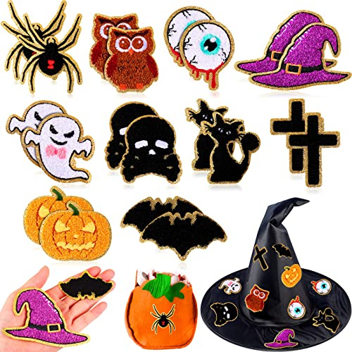 Geosar 20 Pezzi di Toppe Termoadesive di Halloween Toppa in stoffa da Stirare in Ciniglia Patch per Festa di Ringraziamento per Decorazione e Riparazione di Vestiti (Zucca)