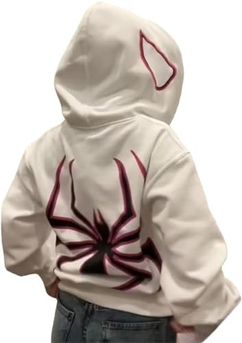 Silver Basic Sudadera Spider para Hombre/Mujer Y2K Chaqueta con Cremallera con Estampado de Spider Vintage Sudadera de Gran Tamaño Disfraz de Halloween