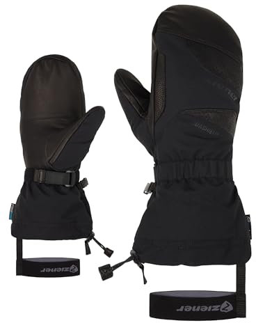 Ziener Erwachsene GAIKUS Ski-Fäustling/Wintersport | wasserdicht, Lange Stulpe, Wolle, Black, 7,5