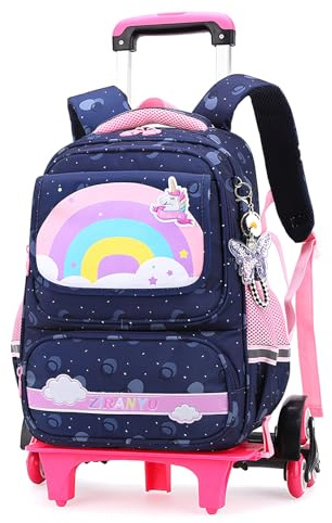 Voici et Voila Sac a Dos Roulettes Fille Primaire Cartable Roulettes Enfant Fille Trolley Sac Roulettes Filles CP CE Sac Bagage Cabine Voyage Fille Licorne 31x20x40cm