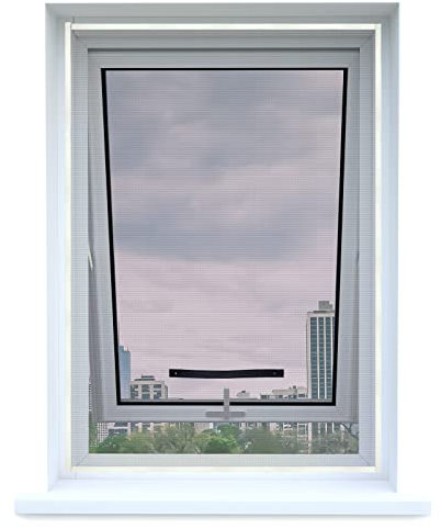 Apalus NOVITA Zanzariera per Finestre 110x130CM con Zip per Accesso All'Esterno, Adatta per Finestra a Battente, con Taparelle o Persiane, Finestre a Bilico o Lucernari, Nero, 1 Pezzo