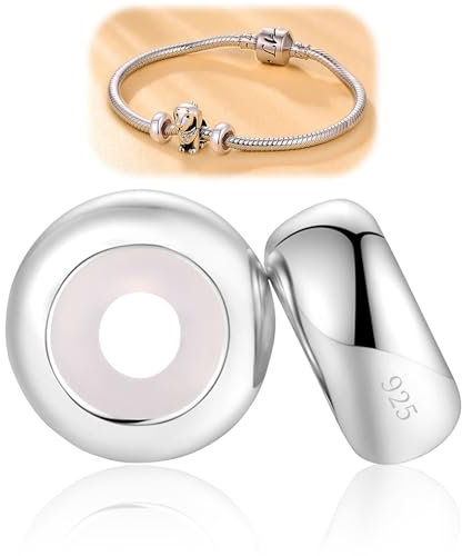 Lot de 2 Stoppeur Charms en Argent Sterling 925 avec Élément en Caoutchouc Compatible avec les bracelets bricolage européens, Pan dora et Cha milia