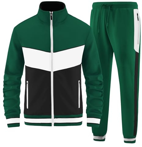 ANOTWENER Conjunto de chándal casual de 2 piezas para hombre, chaqueta de manga larga con cremallera completa y pantalones deportivos para correr, Jw-7154, Medium